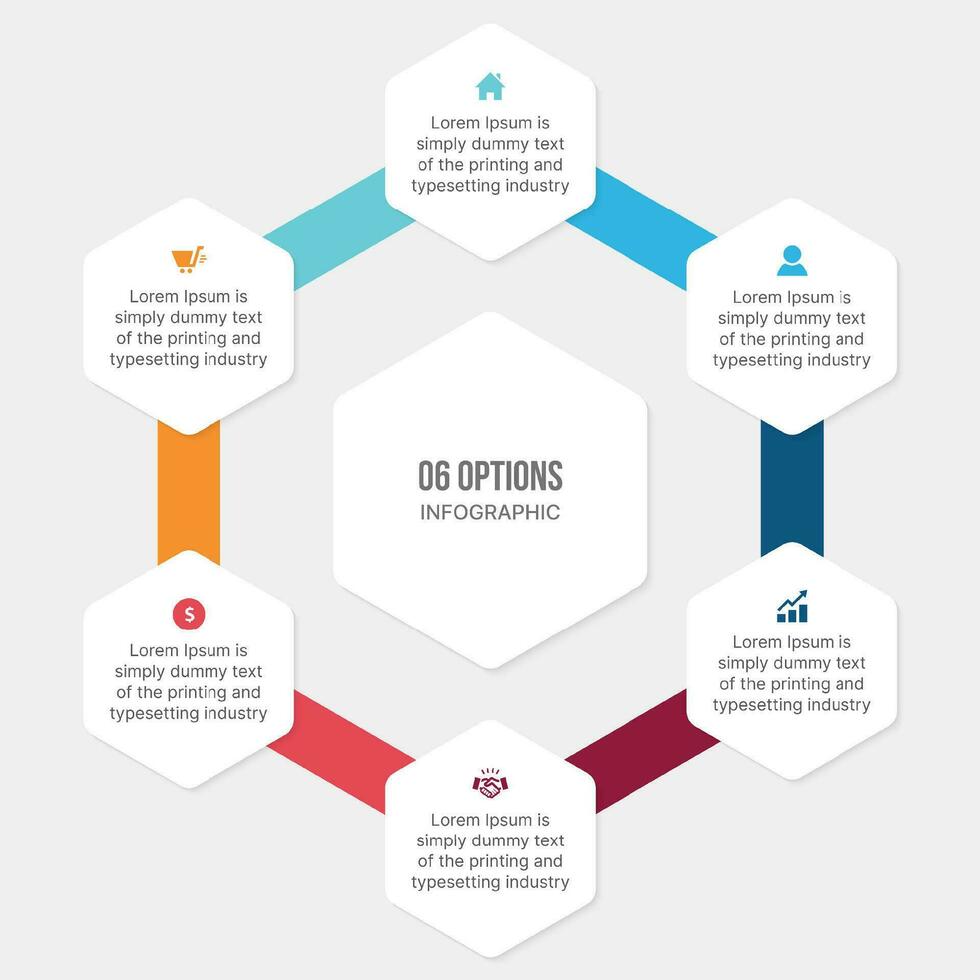 seis 6 opções círculo ciclo infográfico modelo Projeto vetor