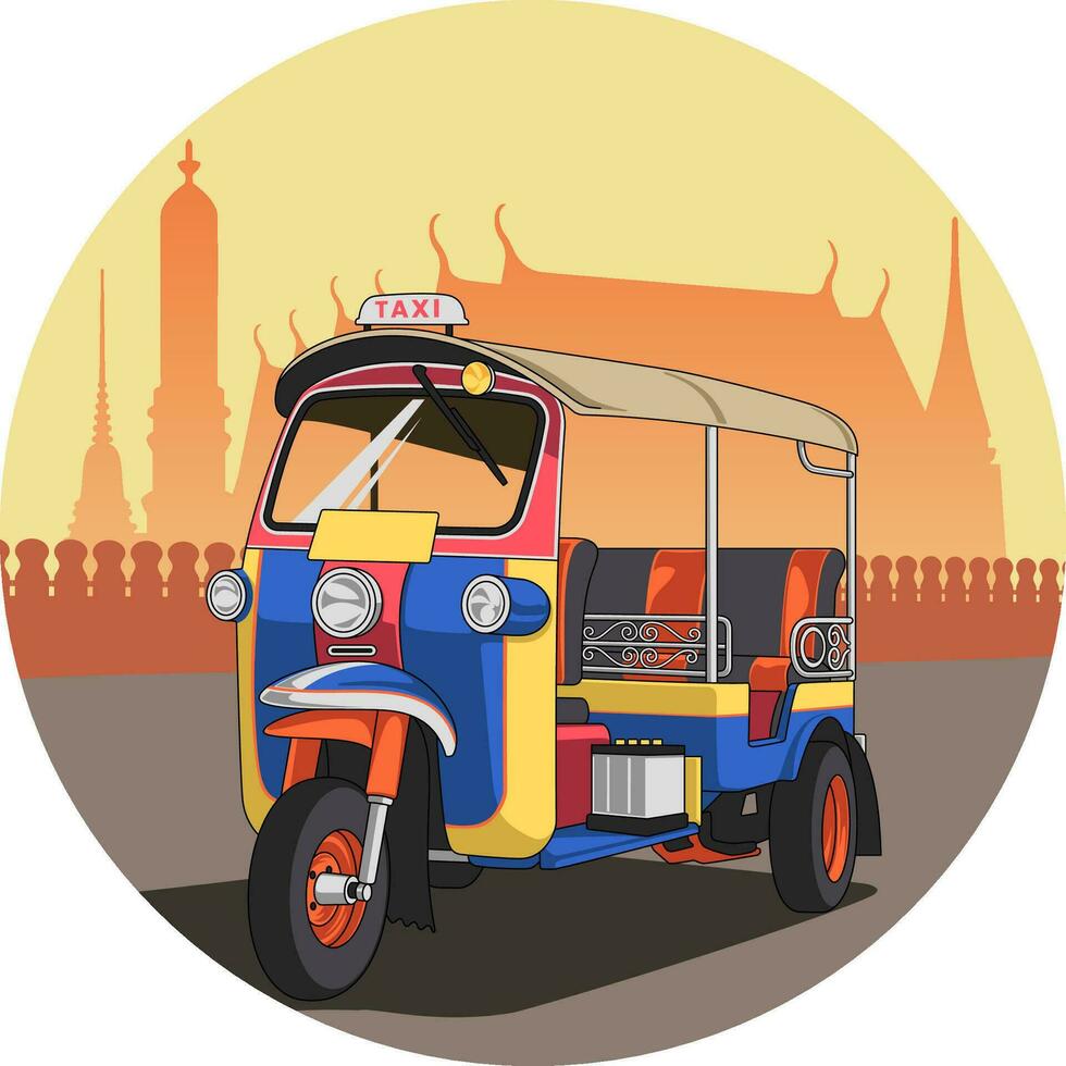 tuktuk a icônico público transporte dentro Tailândia e Índia vetor