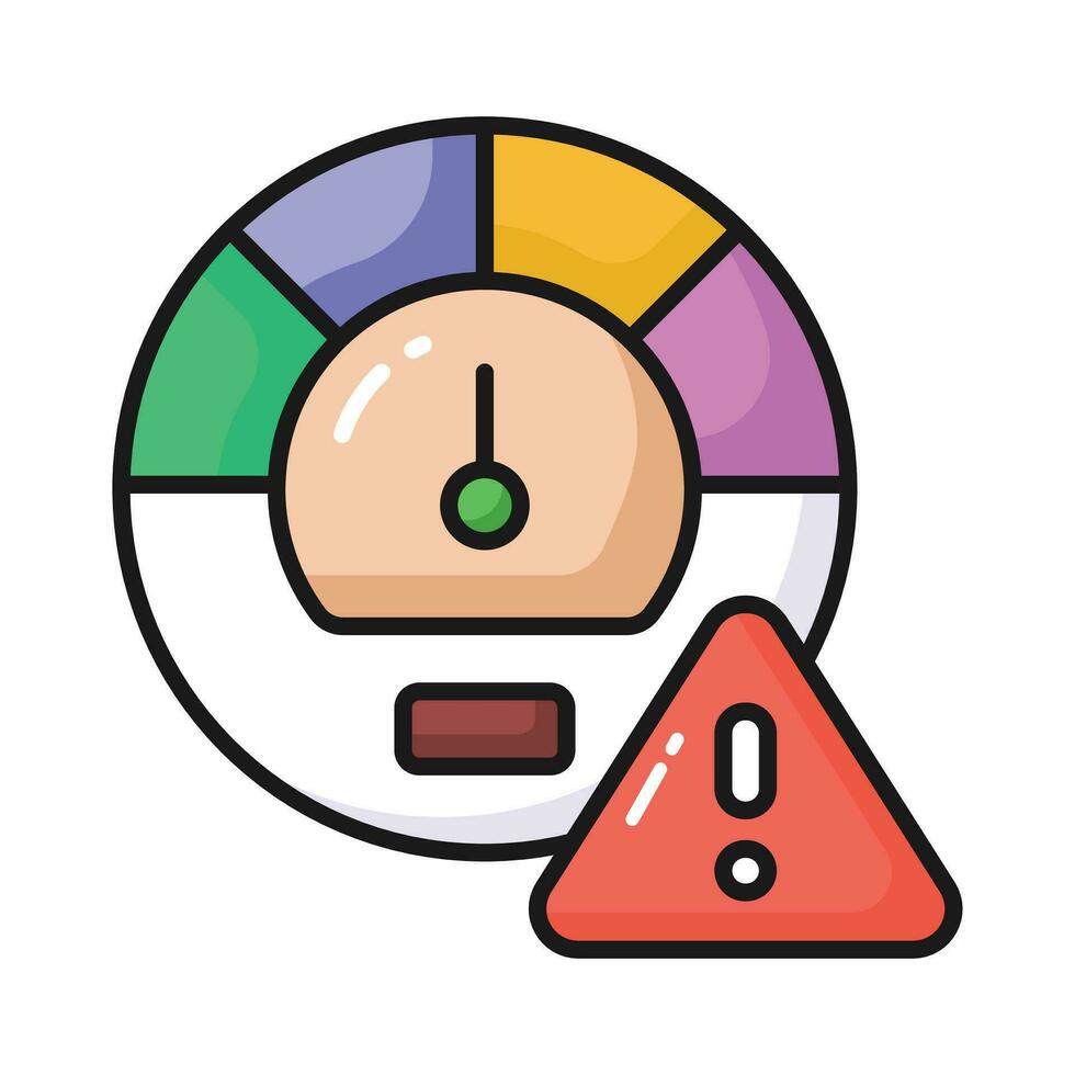 velocímetro com exclamação marca representando Rapidez limite vetor projeto, isolado em branco fundo