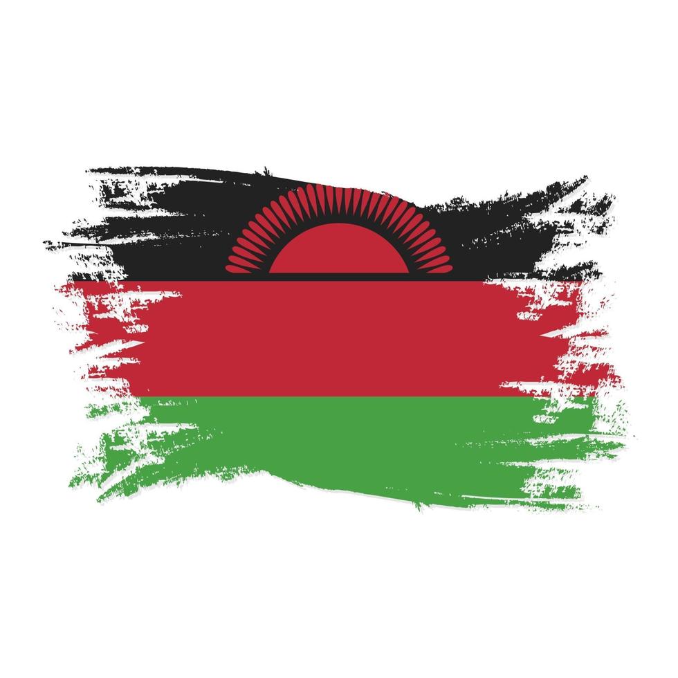 Bandeira do Malawi com ilustração em vetor desenho aquarela pincel