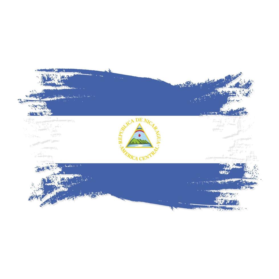 Bandeira da Nicarágua com ilustração em vetor design aquarela pincel