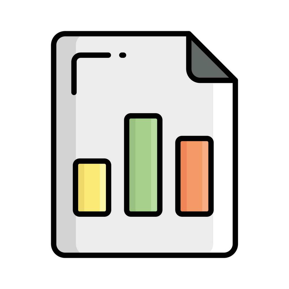 ícone de vetor de página de gráfico isolado no fundo branco