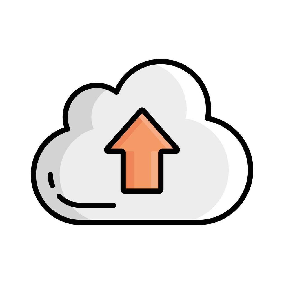 ícone de upload de nuvem isolado no fundo branco vetor