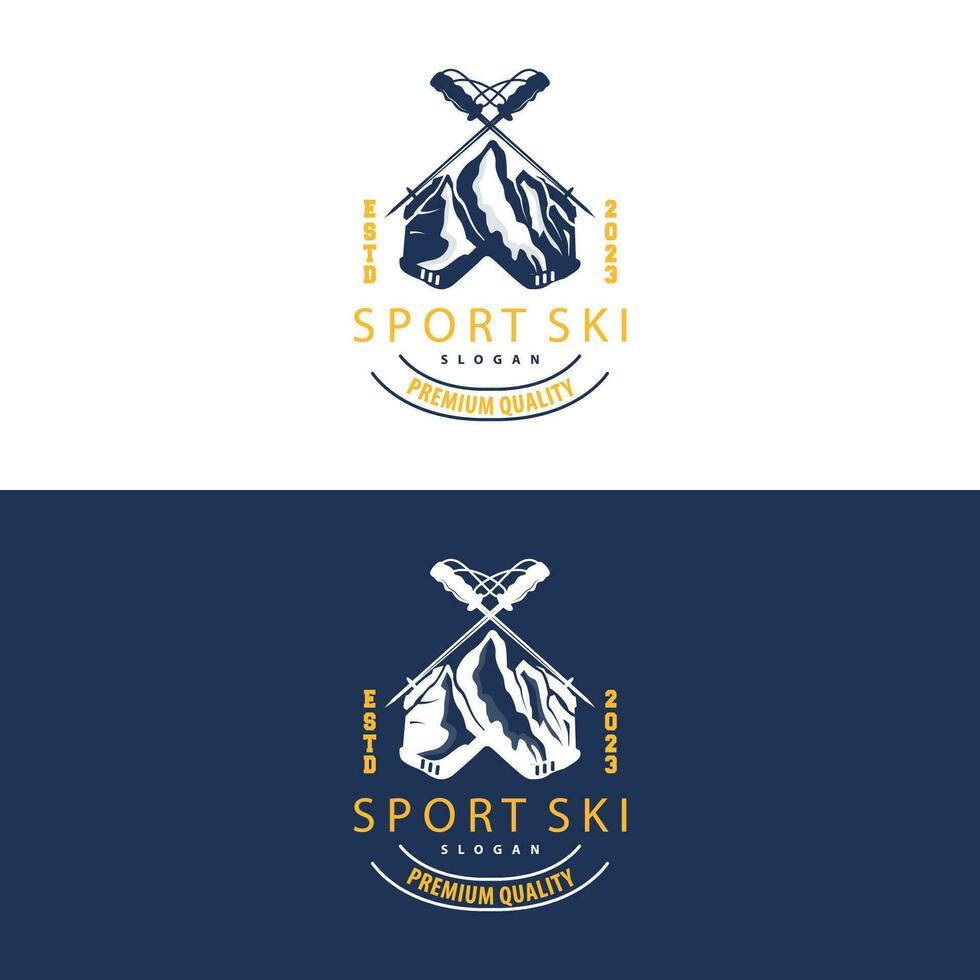 esqui esporte logotipo, inverno neve Esportes Projeto retro vintage vetor ilustração