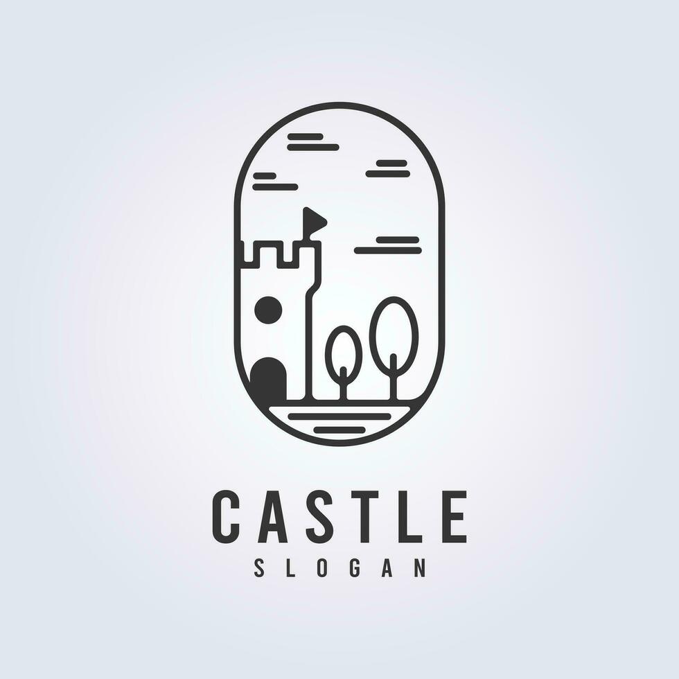simples linha arte castelo logotipo vetor ilustração Projeto