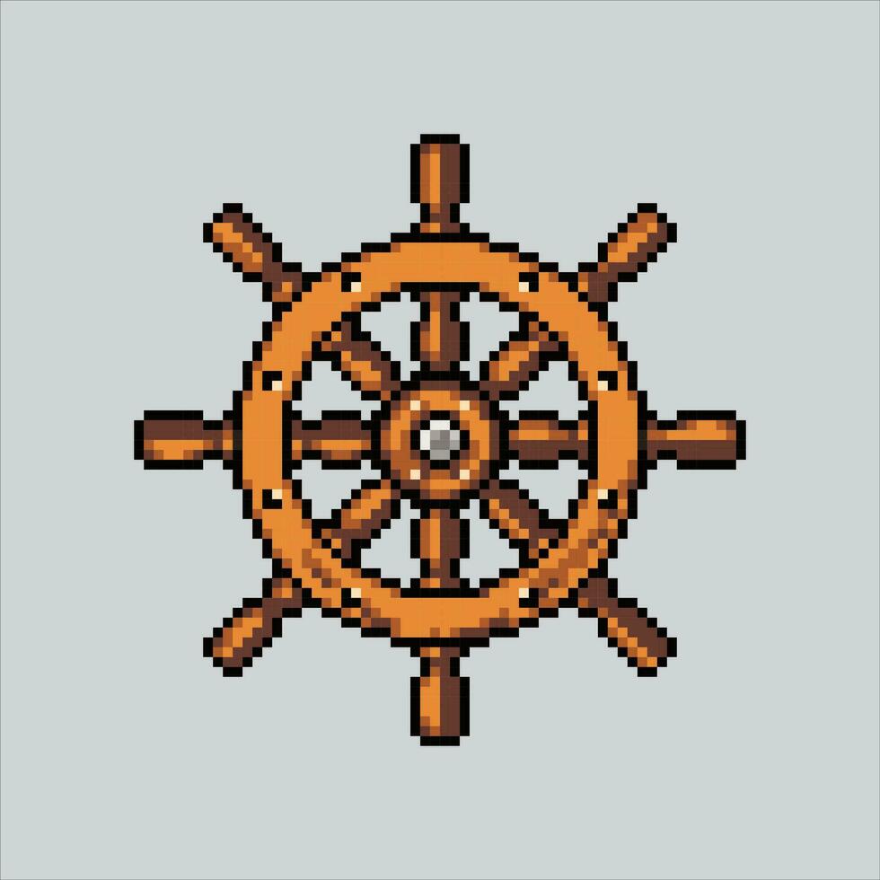 pixel arte ilustração navio roda. pixelizada navio roda. oceano navio roda ícone pixelizada para a pixel arte jogos e ícone para local na rede Internet e vídeo jogo. velho escola retrô. vetor