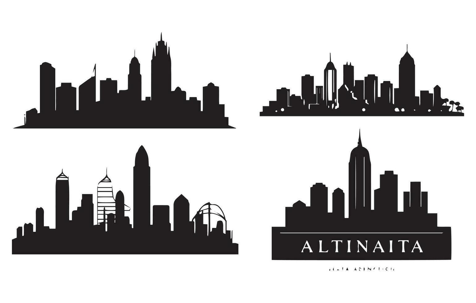 Atlanta geórgia Horizonte silhueta, Atlanta Horizonte, monocromático silhueta. vetor ilustração.