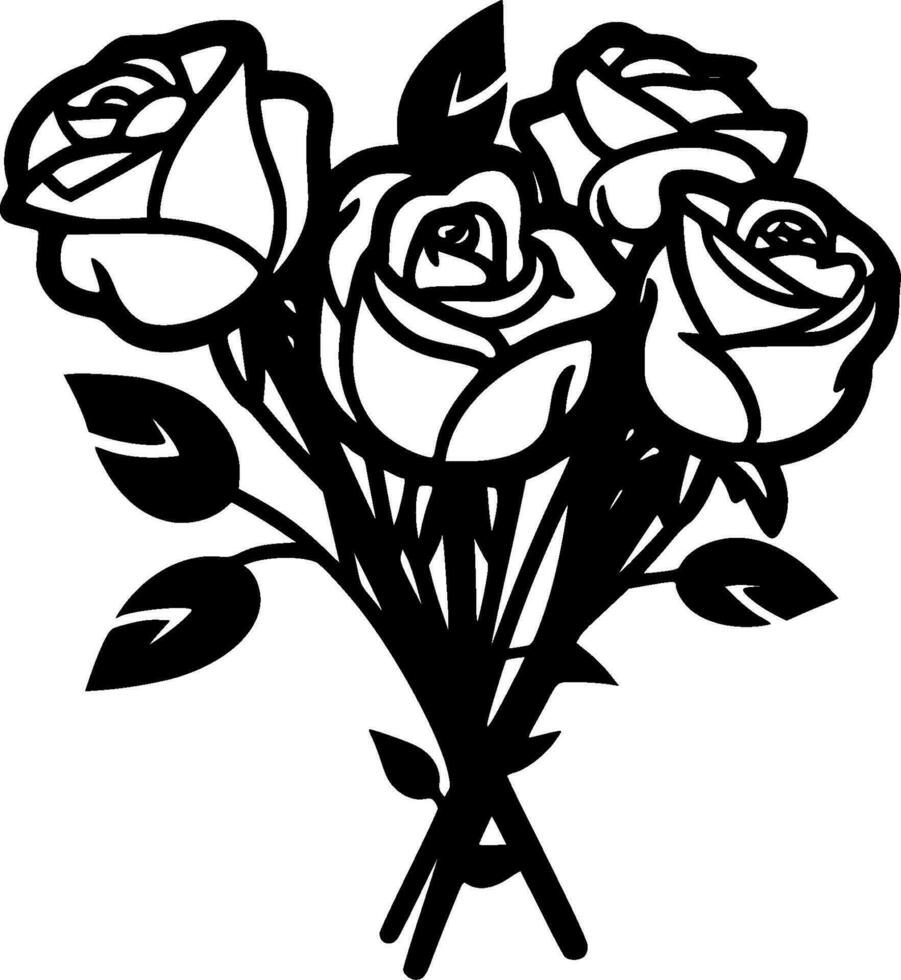 rosas - Preto e branco isolado ícone - vetor ilustração