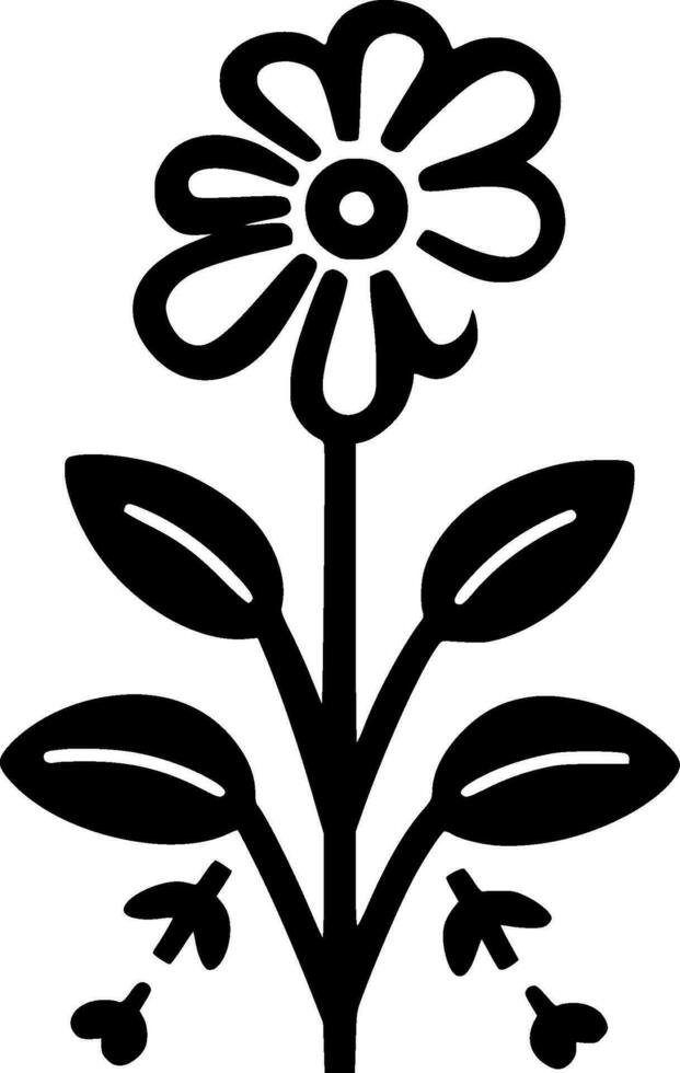 flor - Preto e branco isolado ícone - vetor ilustração