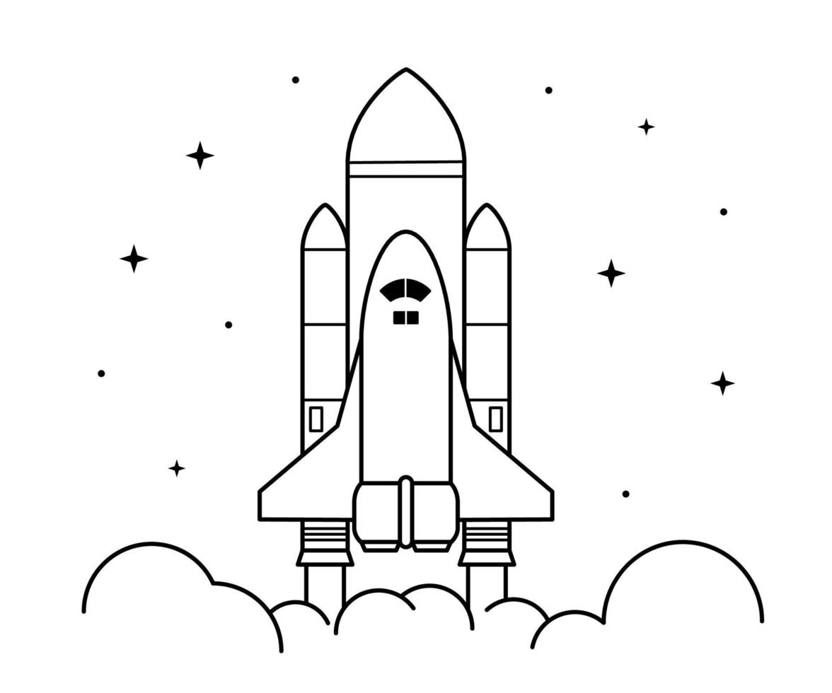 lançamento de foguete espacial. nave espacial de tecnologia, ciência e ônibus espacial vetor