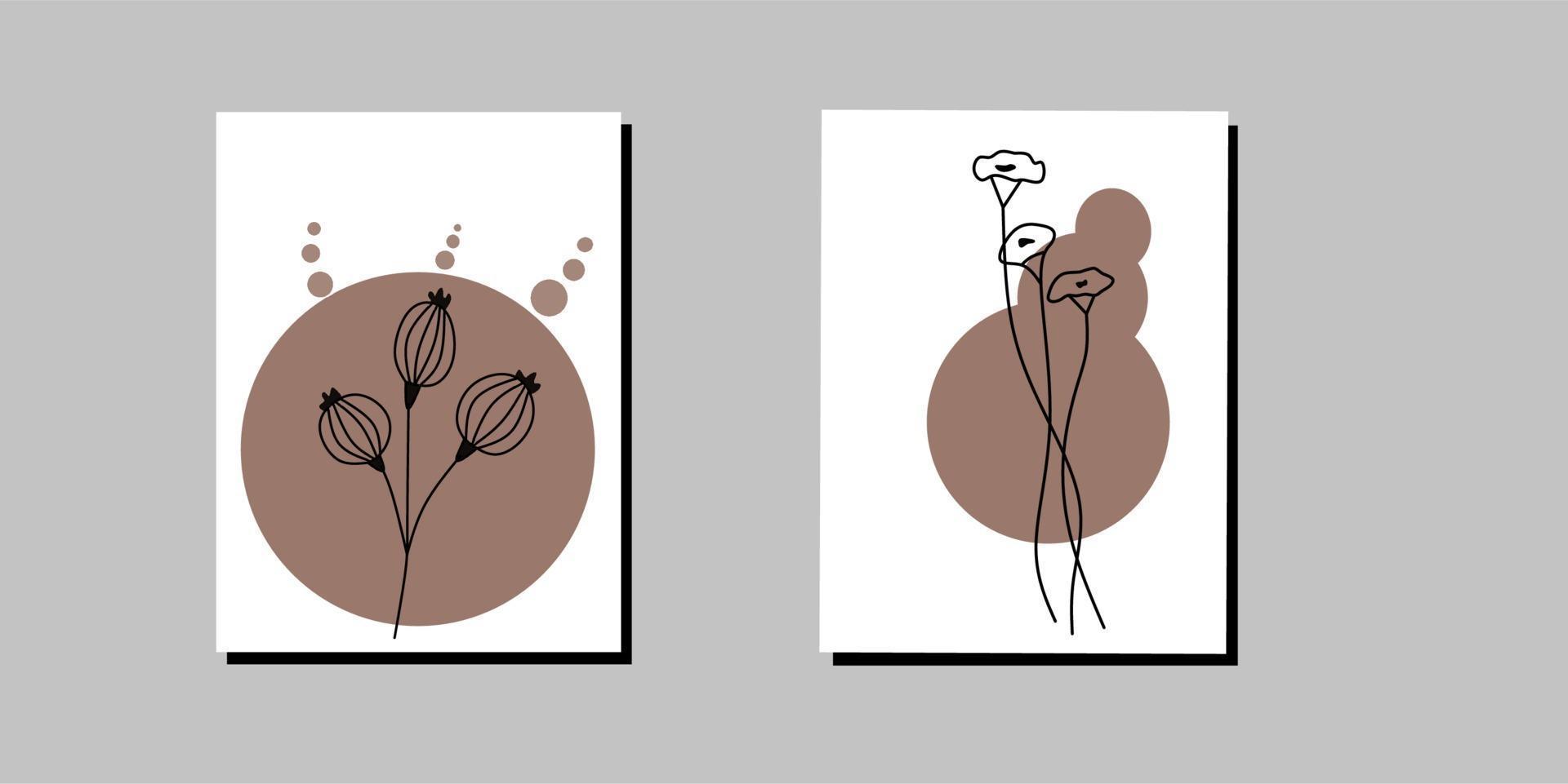 ilustração estética abstrata floral minimalista moderna vetor