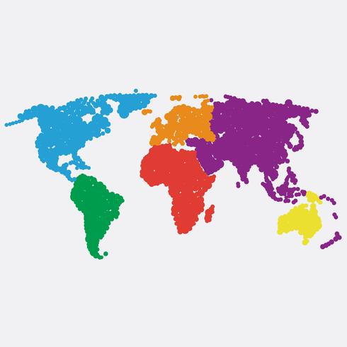 Mapa do mundo branco feito por bolas, ilustração vetorial vetor
