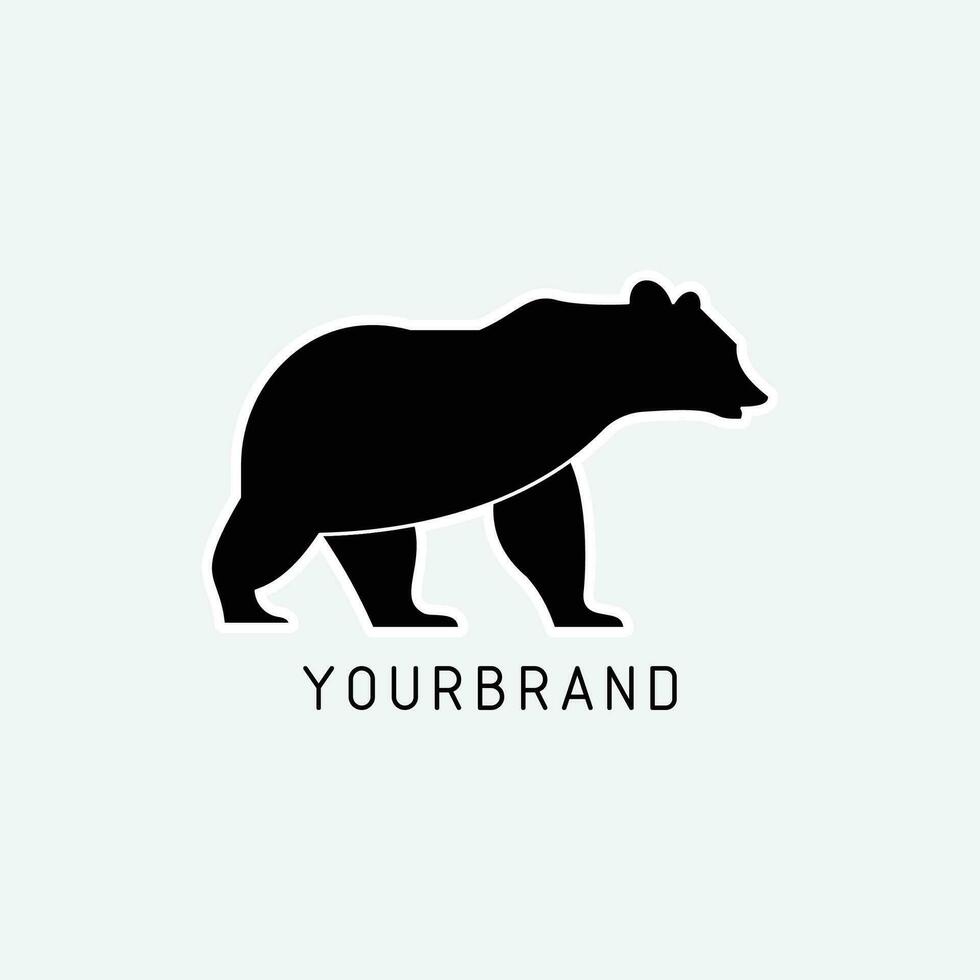 Urso corpo logotipo ícone dentro Preto silhueta minimalista conceito Projeto vetor o negócio branding