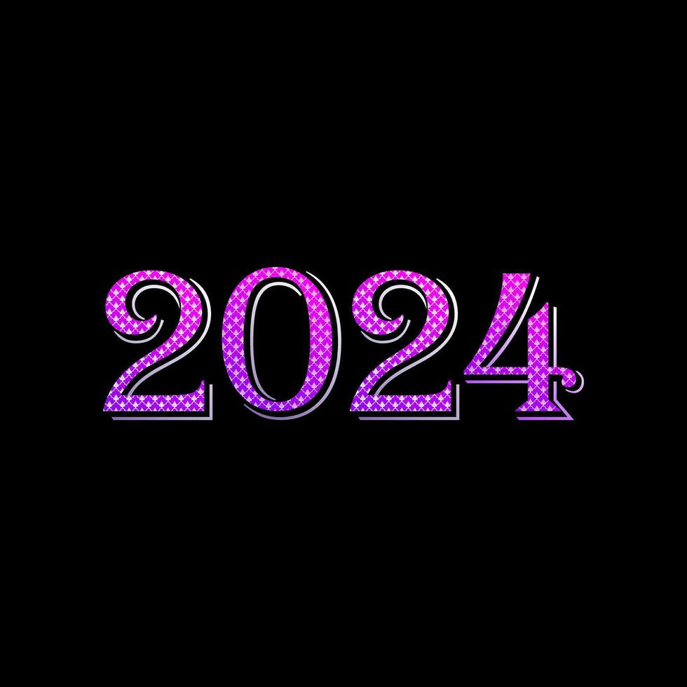 feliz Novo ano 2024 roxo. vetor ilustração.