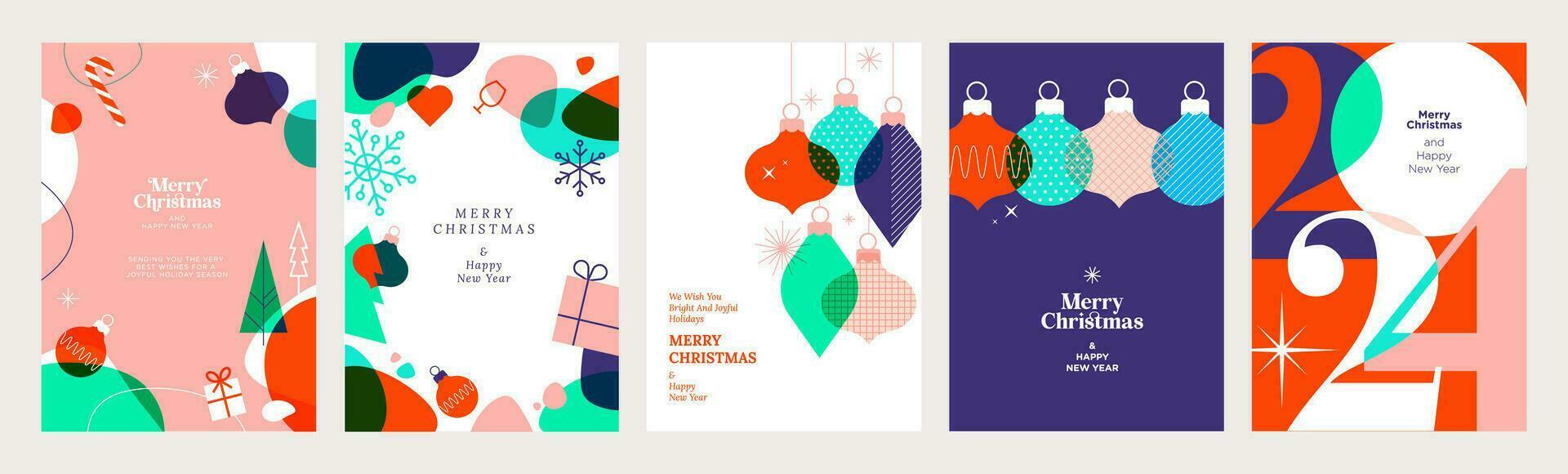 conjunto do Natal e Novo ano 2024 cumprimento cartões. vetor ilustração conceitos para gráfico e rede projeto, social meios de comunicação bandeira, marketing material.