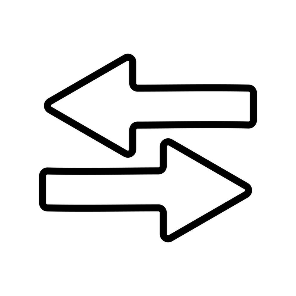 Setas; flechas esquerda e certo linha ícone isolado em branco fundo vetor
