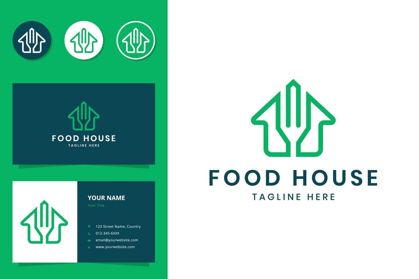 design de logotipo de arte em linha food house vetor