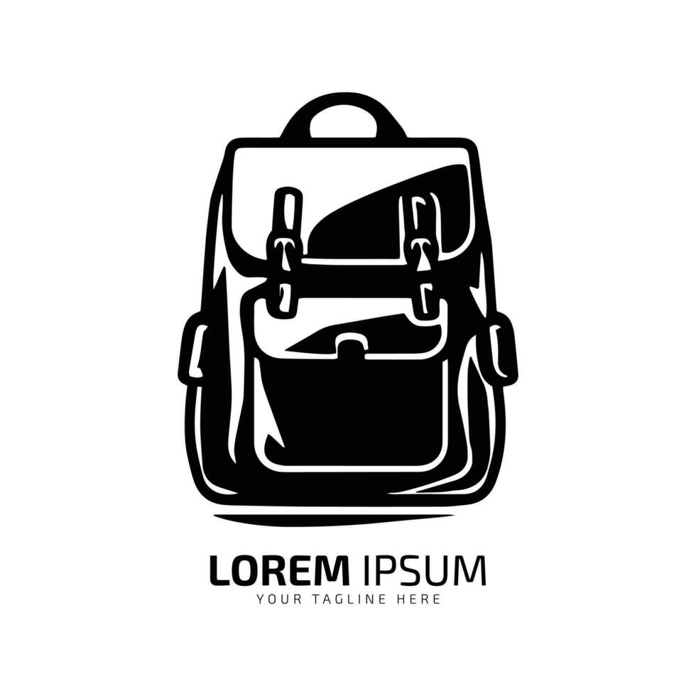 mínimo e abstrato logotipo do saco vetor saco ícone escola saco silhueta isolado modelo