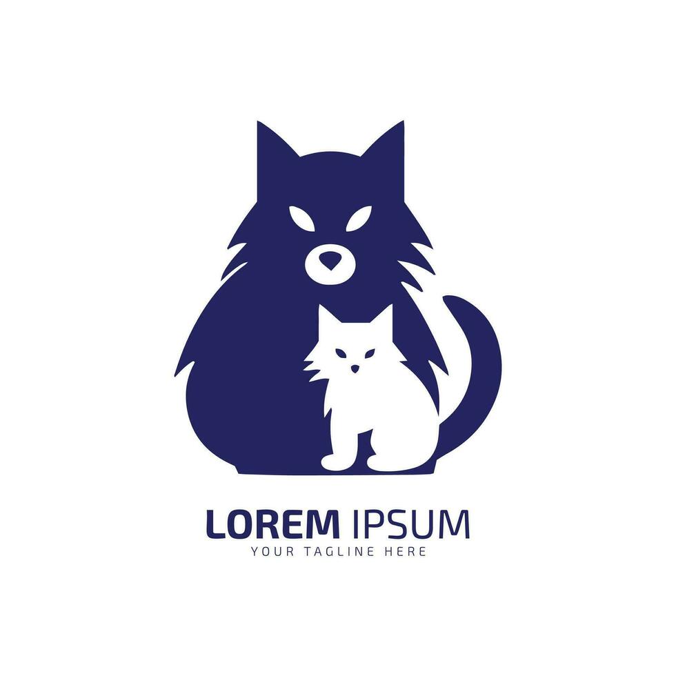 mínimo e abstrato gato logotipo gatinho ícone cachorro silhueta vetor isolado Projeto