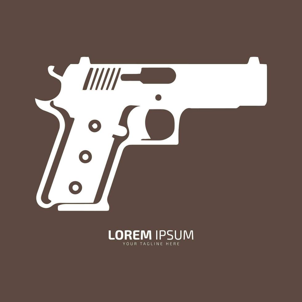 mínimo e abstrato logotipo do arma de fogo vetor pistola ícone arma silhueta isolado modelo Projeto em Sombrio fundo