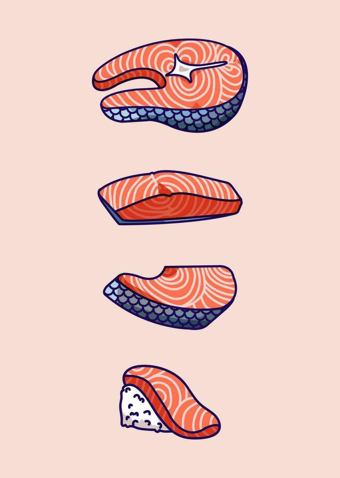 salmão para japonês Comida vetor ilustração