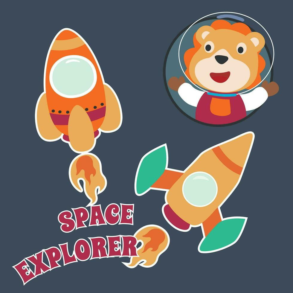 espaço Urso ou astronauta dentro uma espaço terno com desenho animado estilo. pode estar usava para camiseta imprimir, crianças vestem moda projeto, convite cartão. tecido, têxtil, berçário papel de parede, poster e de outros decoração. vetor