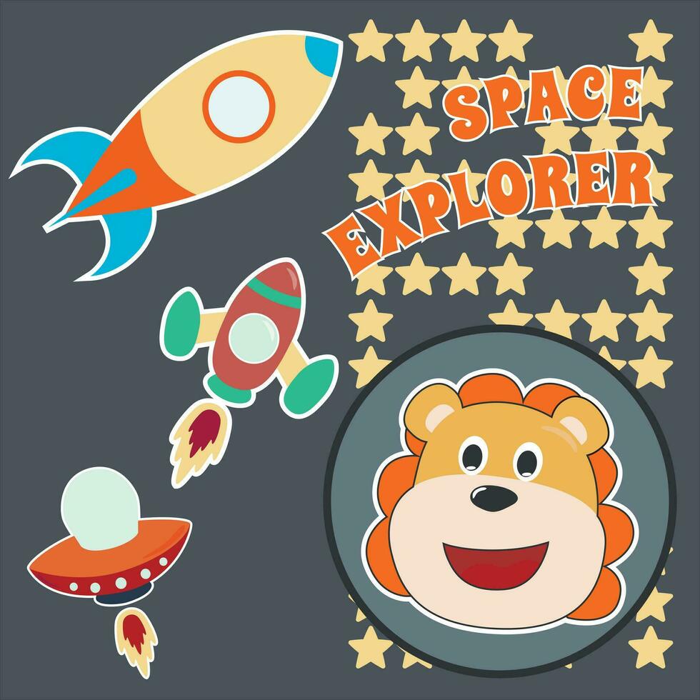 espaço Urso ou astronauta dentro uma espaço terno com desenho animado estilo. pode estar usava para camiseta imprimir, crianças vestem moda projeto, convite cartão. tecido, têxtil, berçário papel de parede, poster e de outros decoração. vetor