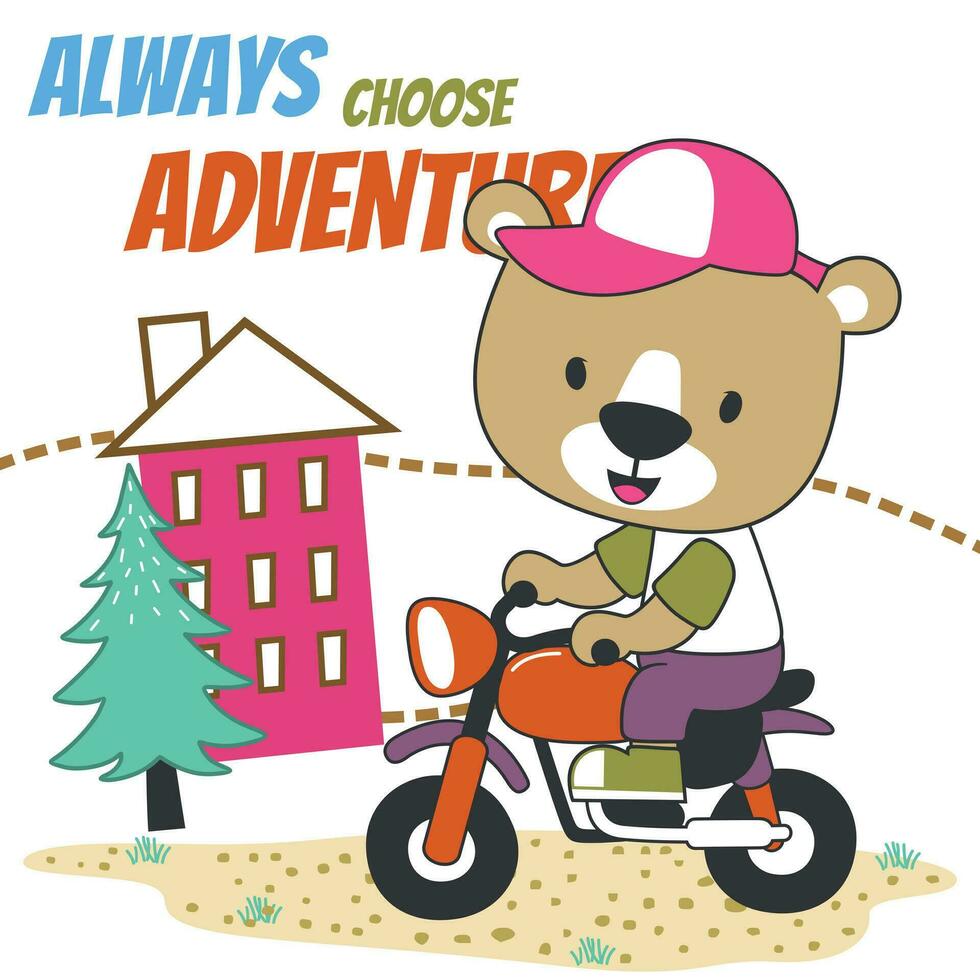 vetor ilustração do fofa pequeno Urso passeio motocicleta. criativo vetor infantil fundo para tecido, têxtil, berçário papel de parede, poster, cartão, folheto. e de outros decoração.