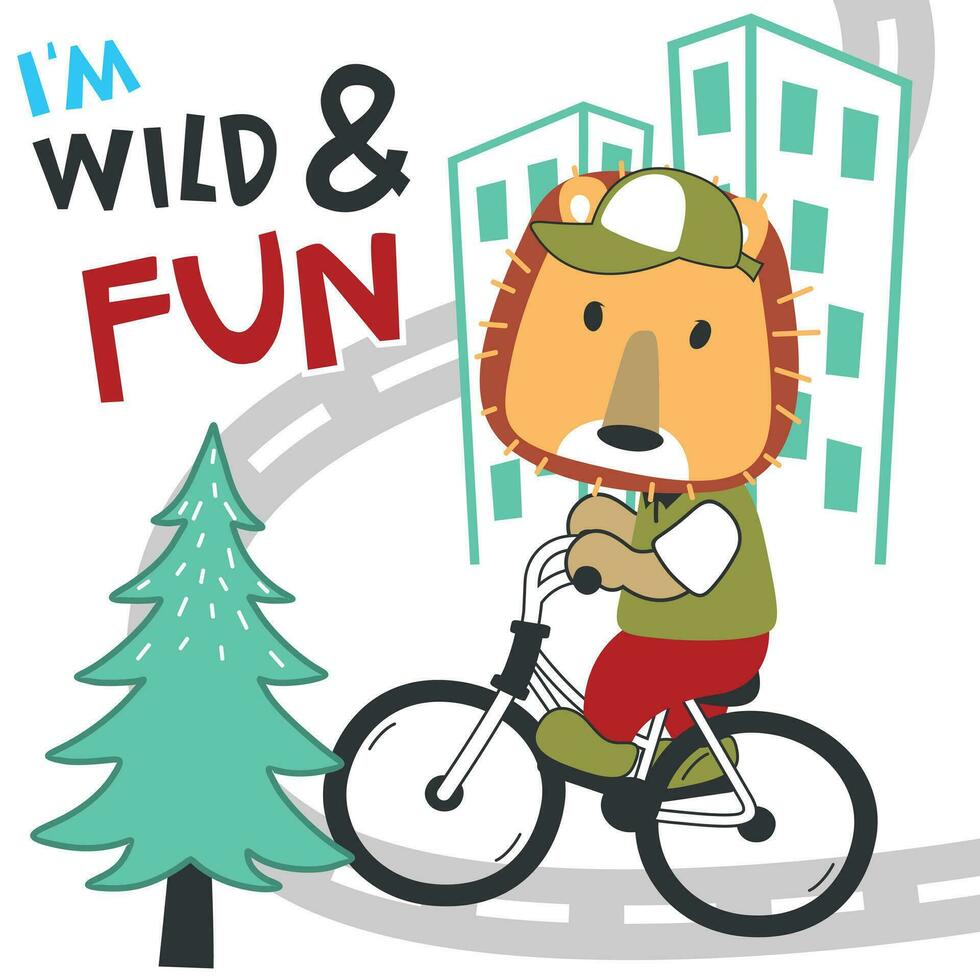 fofa Urso equitação uma bicicleta. na moda crianças gráfico. vetor ilustração. camiseta Projeto para crianças. Projeto elementos para crianças.