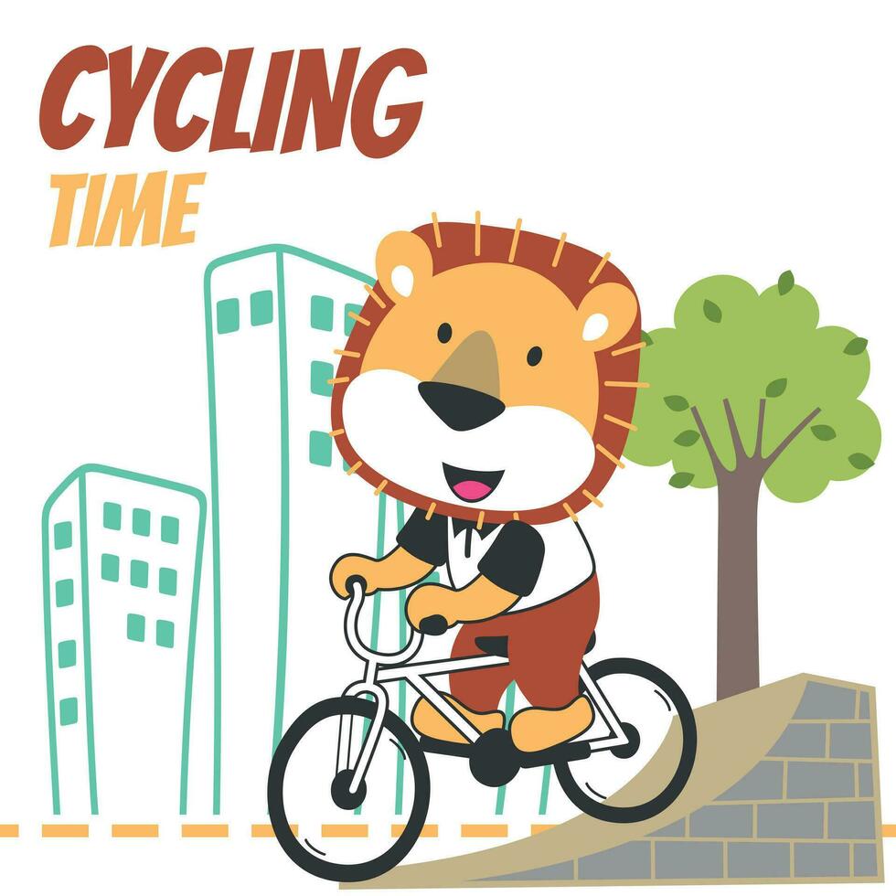 fofa Urso equitação uma bicicleta. na moda crianças gráfico. vetor ilustração. camiseta Projeto para crianças. Projeto elementos para crianças.