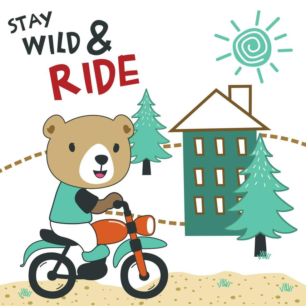 vetor ilustração do fofa pequeno Urso passeio motocicleta. criativo vetor infantil fundo para tecido, têxtil, berçário papel de parede, poster, cartão, folheto. e de outros decoração.