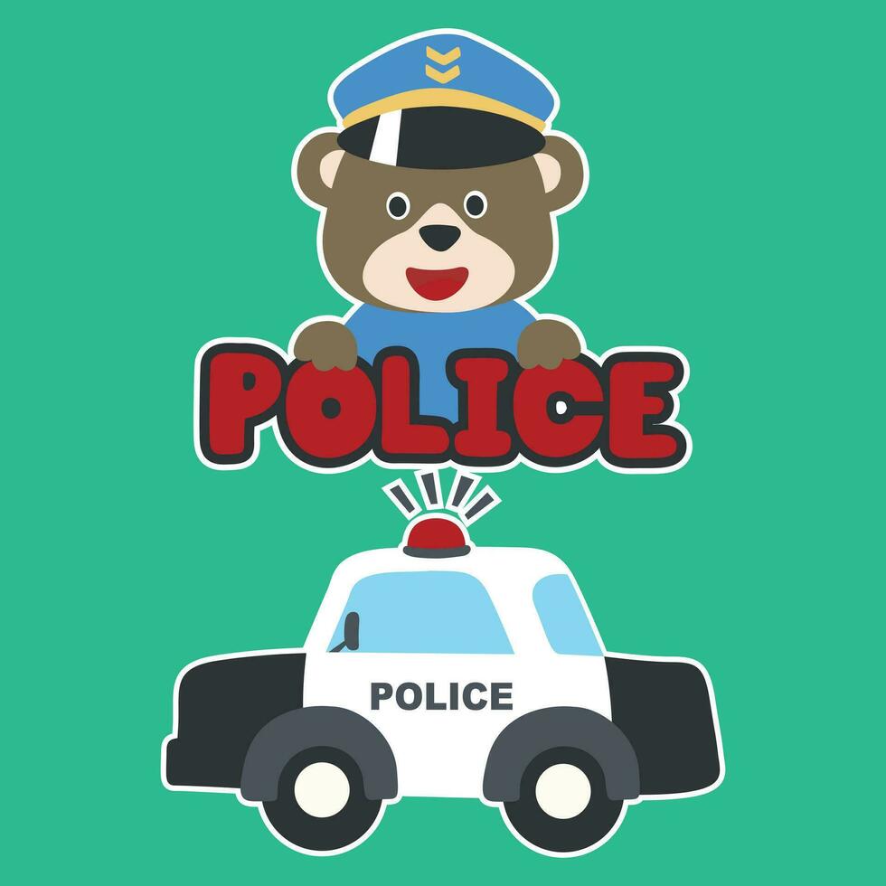 polícia patrulha animal desenho animado vetor ilustração. criativo vetor infantil fundo para tecido, têxtil, berçário papel de parede, poster, cartão, folheto. e de outros decoração.