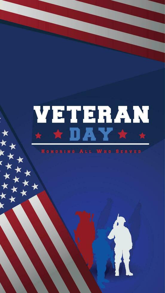 veteranos dia Projeto. honrando todos quem servido. veterano dia ilustração com americano bandeira e soldados. 11 º novembro. memorial dia, patriota vetor. ilustração retrato vetor fundo