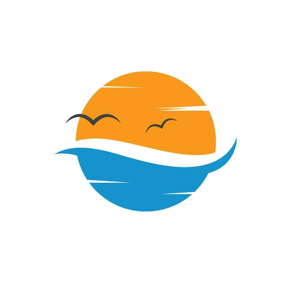 design de ilustração vetorial de ícone de logotipo de sol de onda vetor