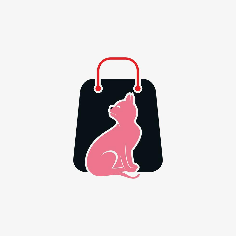 animal fazer compras logotipo Projeto com cachorro gato ícone logotipo e criativo elemento conceito vetor