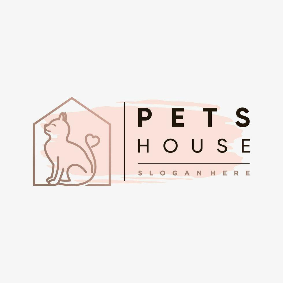 animal casa logotipo Projeto com cachorro gato ícone logotipo e criativo elemento conceito vetor