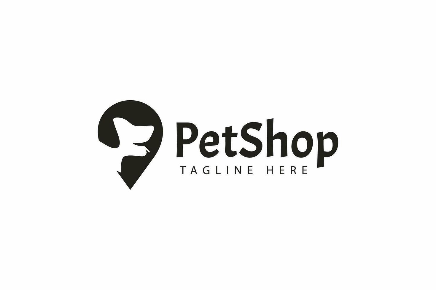 cachorro cabeça abstrato às forma PIN ponto localização mapa logotipo o negócio animal fazer compras vetor