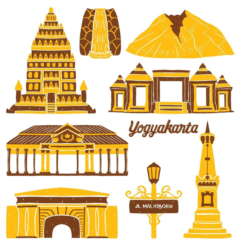 Marco da cidade de Yogyakarta em estilo design plano vetor
