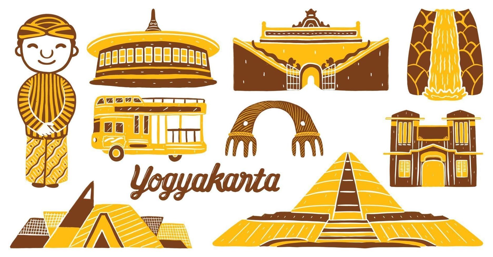 Marco da cidade de Yogyakarta em estilo design plano vetor