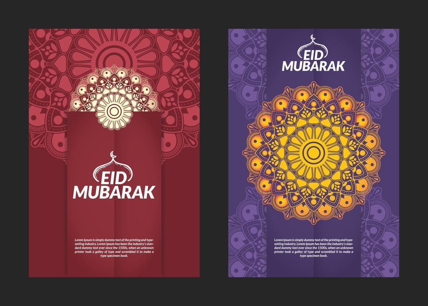 design de folhetos com padrão de mandala eid mubarak vetor