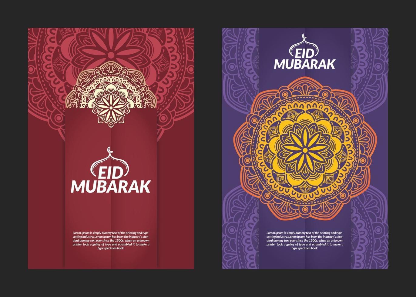 design de folhetos com padrão de mandala eid mubarak vetor