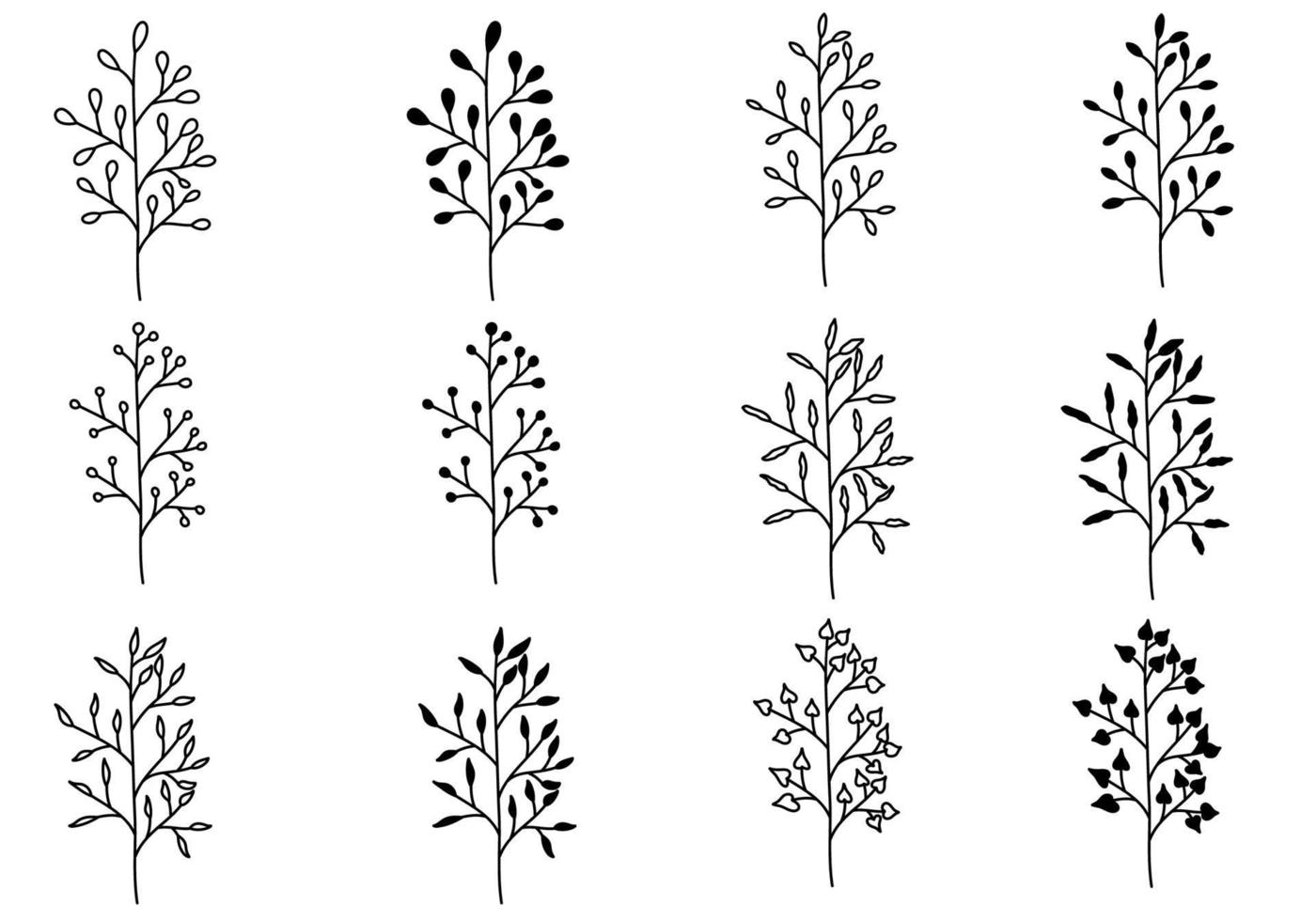 conjunto de planta doodle vetor