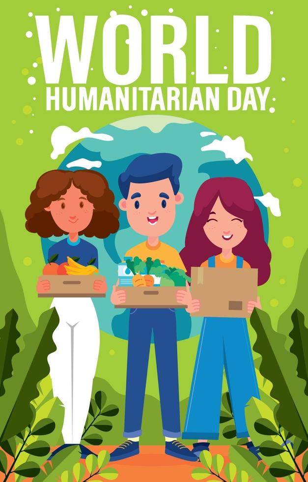 pôster do dia mundial humanitário vetor