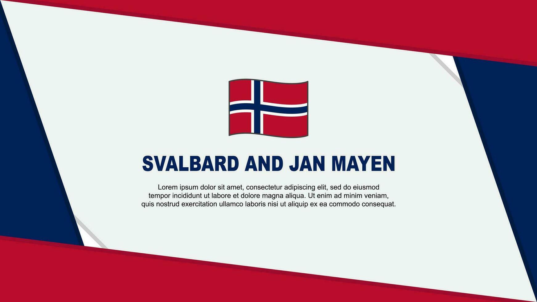 Svalbard e jan maio bandeira abstrato fundo Projeto modelo. Svalbard e jan maio independência dia bandeira desenho animado vetor ilustração. Svalbard e jan maio independência dia