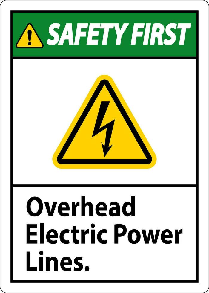 segurança primeiro placa a sobrecarga elétrico poder linhas vetor