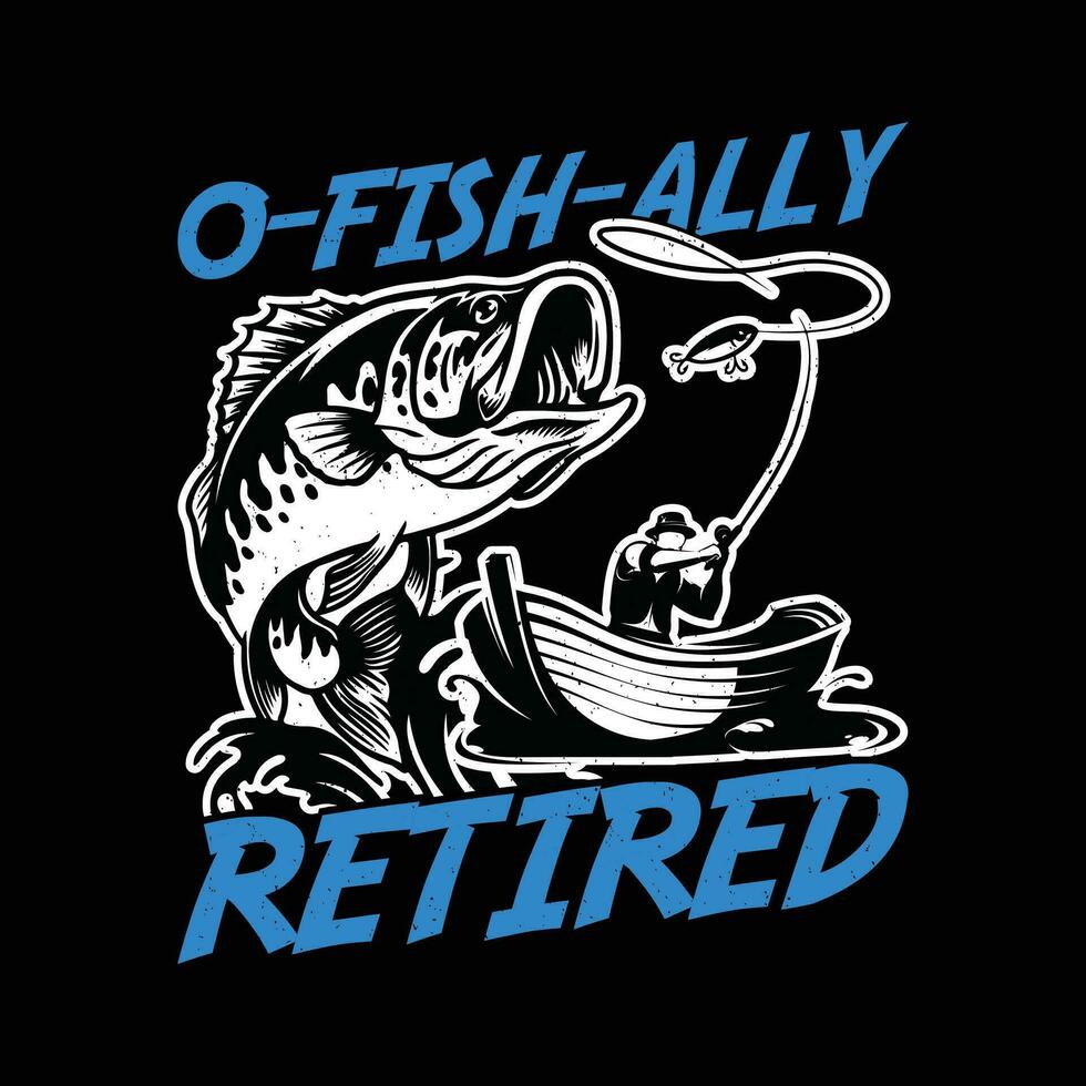 oficialmente aposentado camiseta engraçado aposentadoria pescaria t camisa Projeto. vetor