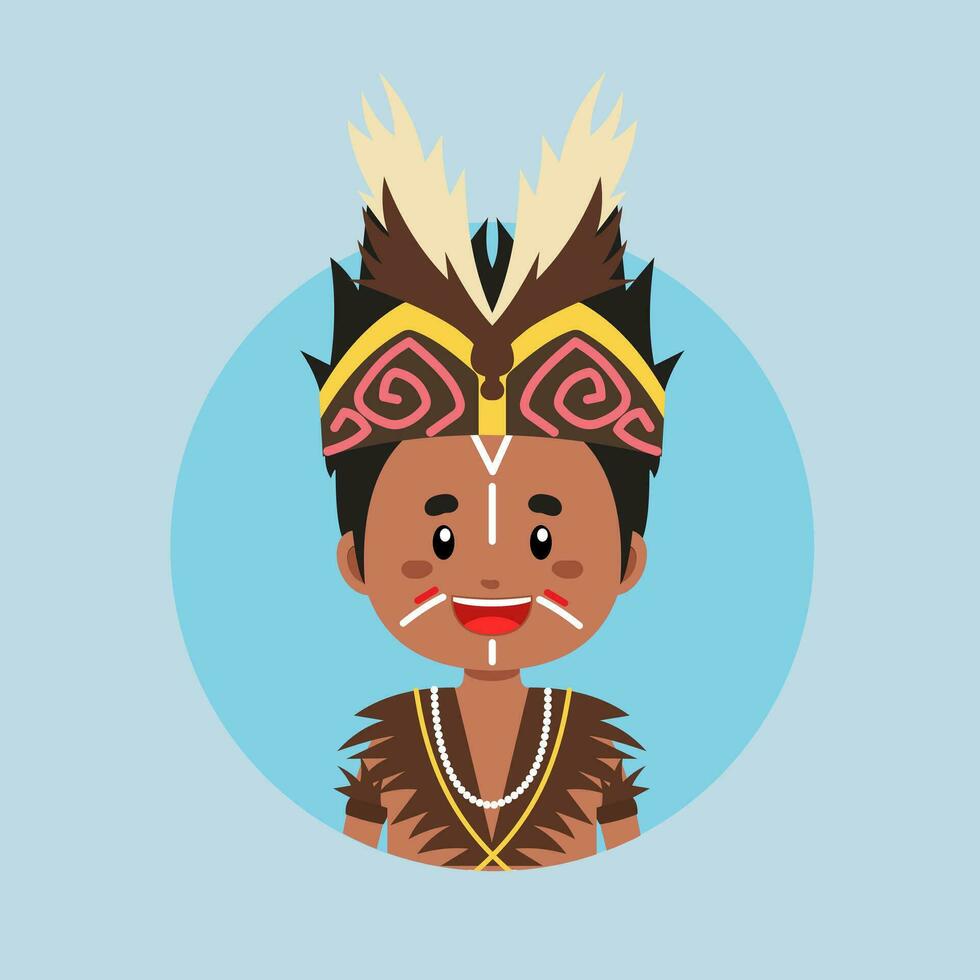 avatar do uma papua indonésio personagem vetor