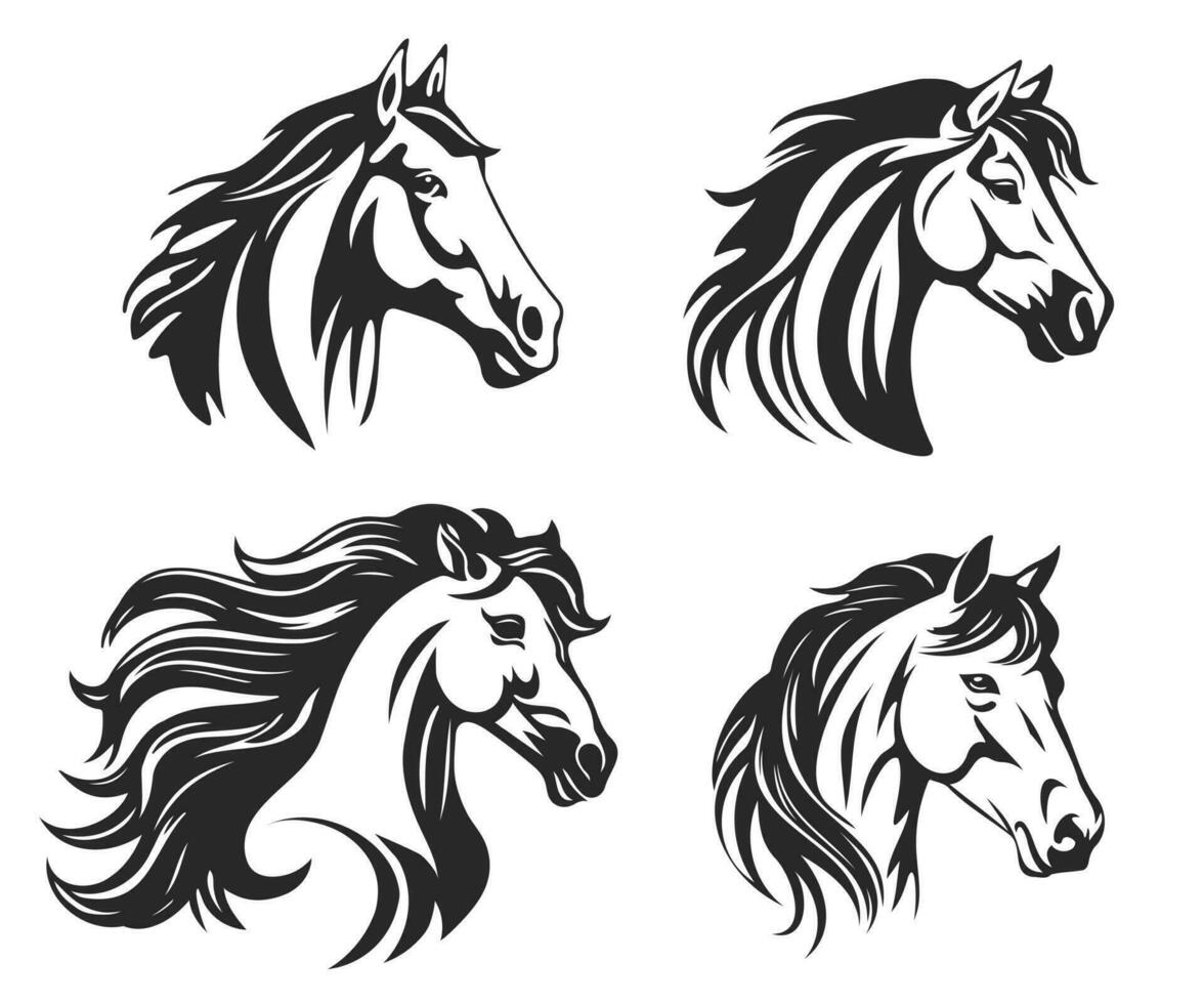 cavalo cabeça silhueta dentro desenhando linha Projeto. vetor modelo para logotipo.