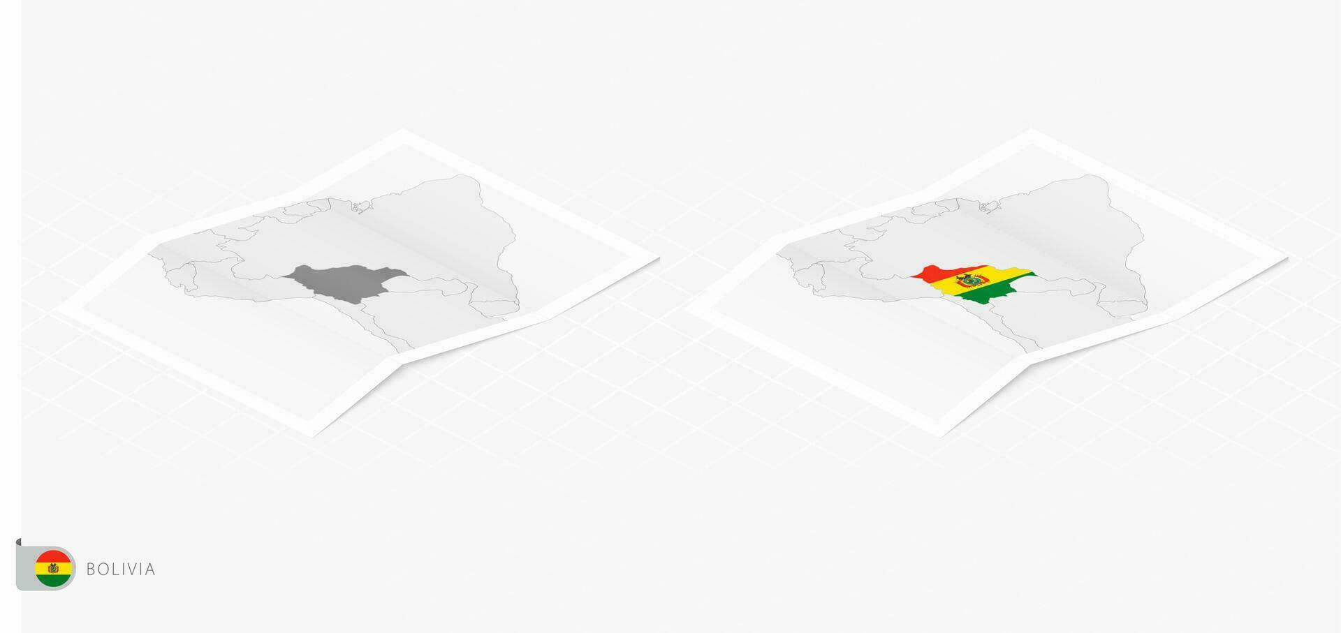 conjunto do dois realista mapa do Bolívia com sombra. a bandeira e mapa do Bolívia dentro isométrico estilo. vetor