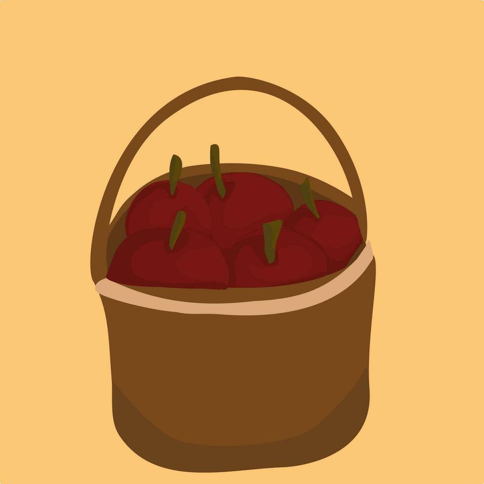 vermelho maçãs dentro uma cesta vetor ilustração
